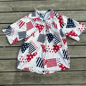 2000's Women's Separate issue American flag print‎ button-up shirt